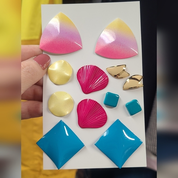 Colorful Geometric Earring Set - Picture 5 of 14